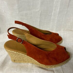 PASEART SZ 40/9.5 made in spain ADN-143 Orange Leather platform open toe sandals
